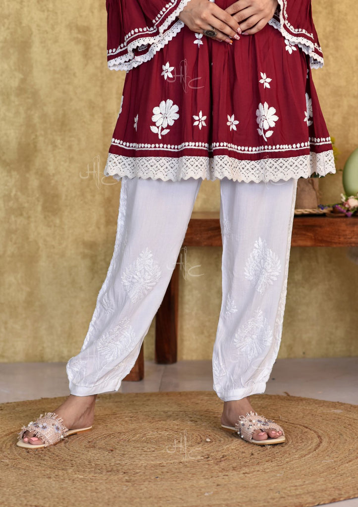 Cotton Red Embroidered Chikankari Suit Set in Lucknowy Style | Long sleeve  dress, Chikankari suits, Style