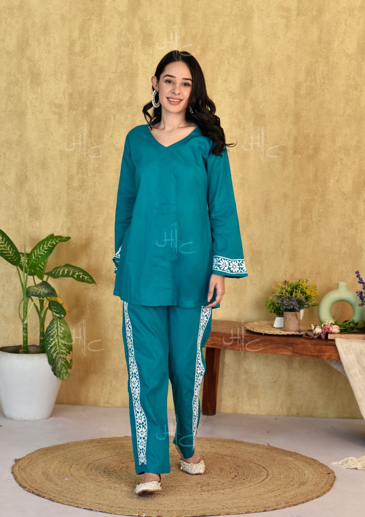 Buy Emmi Geometric Print Silk Short Kurta with Pants for Women Online   Tata CLiQ Luxury